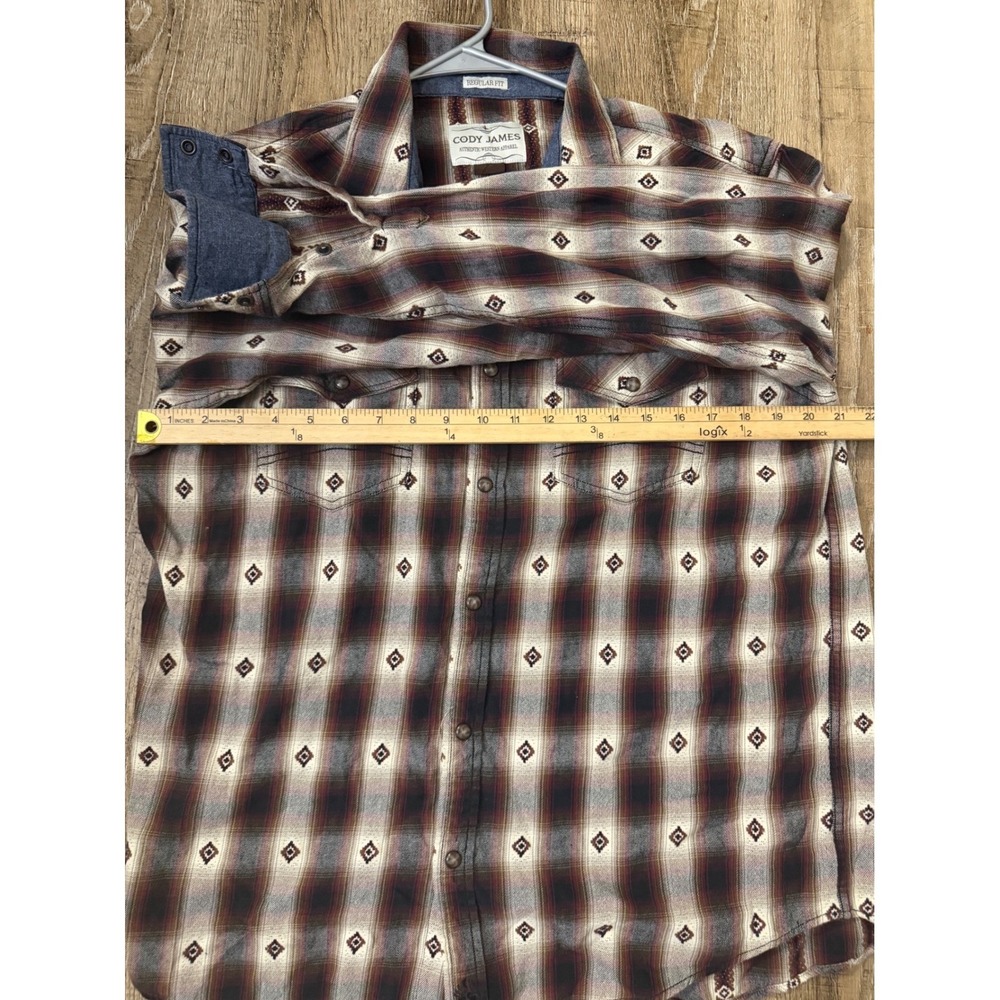 Cody James Mens Large Western Plaid Diamond Embroidered Button Up Shirt - Picture 14 of 15